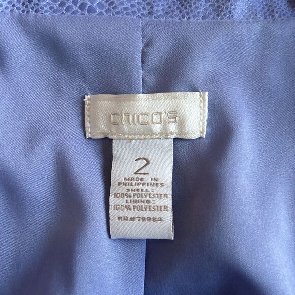 Chico's Women’s Faux Suede Snakeskin Zipper Jacket Purple 3/4 Sleeve Size 2 - Picture 7 of 10